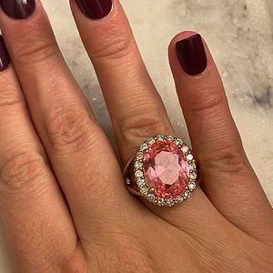 Pink Cocktail Statement Ring | 925 Sterling / 14k plated gold